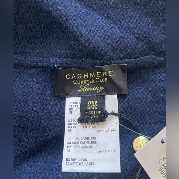 Charter Club Cashmere Cuffed Beanie Hat Women's One Size Navy 100% CASHMERE - Picture 7 of 11